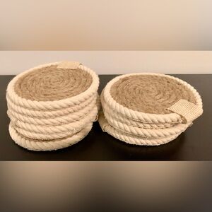 Natural Cotton Rope Coasters - Cream and Tan Home Accents